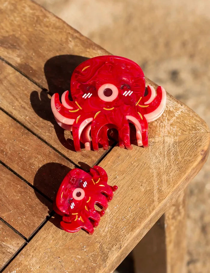 Takoyaki red Octopus Hair claw clip