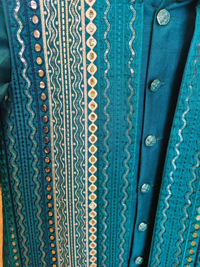 Teal Embroidered Kurta Set