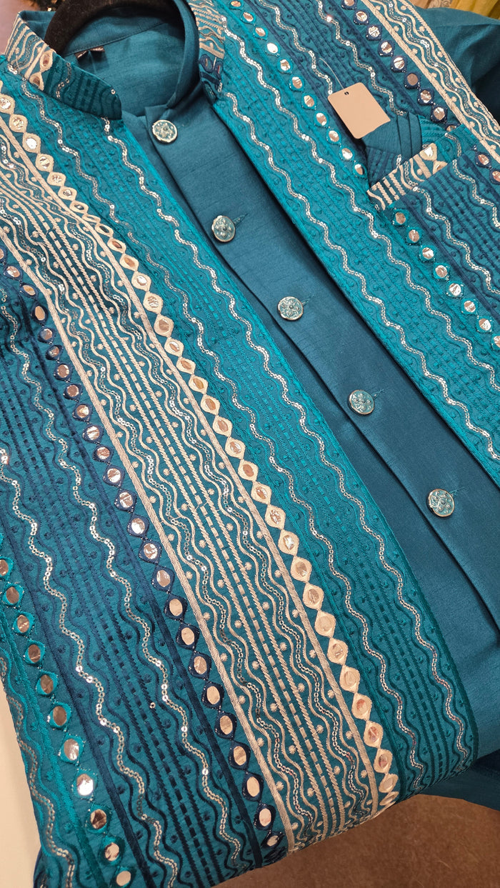 Teal Embroidered Kurta Set