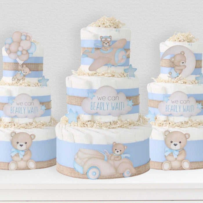 Teddy Bear Diaper Cake Collection - Blue - Lil Cactus