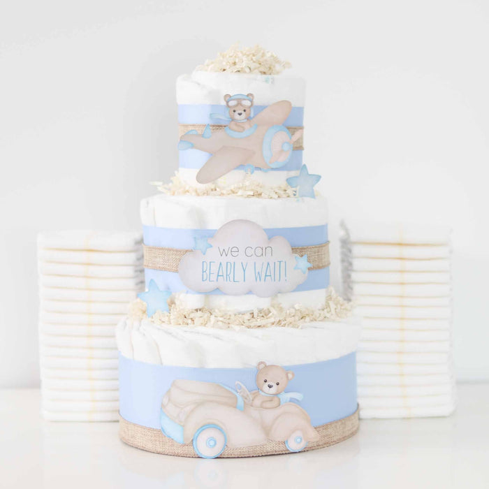 Teddy Bear Diaper Cake Collection - Blue - Lil Cactus