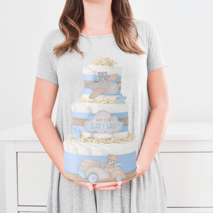 Teddy Bear Diaper Cake Collection - Blue - Lil Cactus
