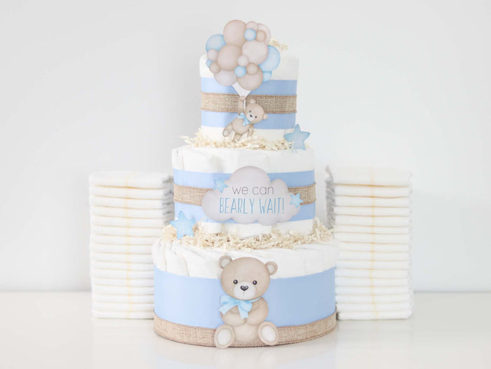 Teddy Bear Diaper Cake Collection - Blue - Lil Cactus