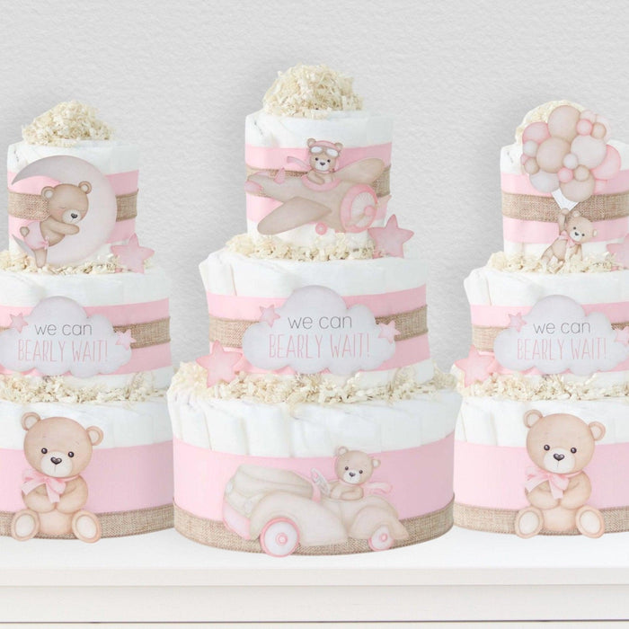 Teddy Bear Diaper Cake Collection - Pink - Lil Cactus
