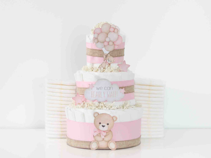 Teddy Bear Diaper Cake Collection - Pink - Lil Cactus