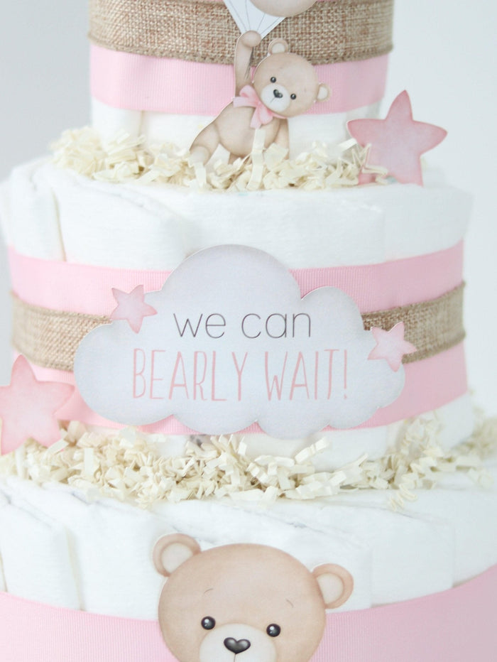 Teddy Bear Diaper Cake Collection - Pink - Lil Cactus
