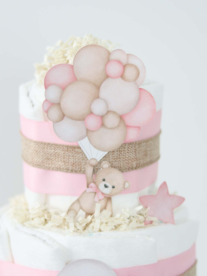 Teddy Bear Diaper Cake Collection - Pink - Lil Cactus