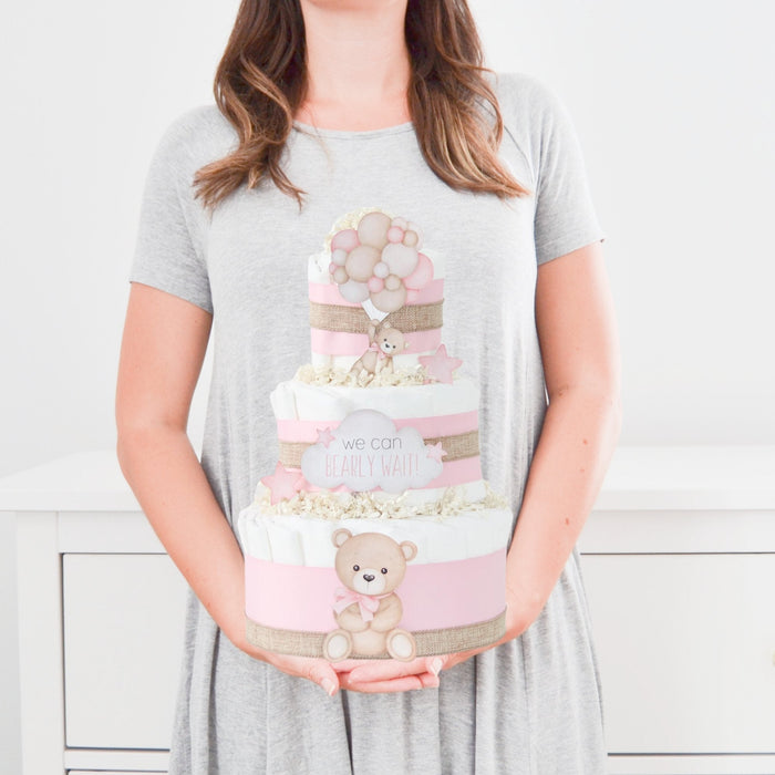 Teddy Bear Diaper Cake Collection - Pink - Lil Cactus