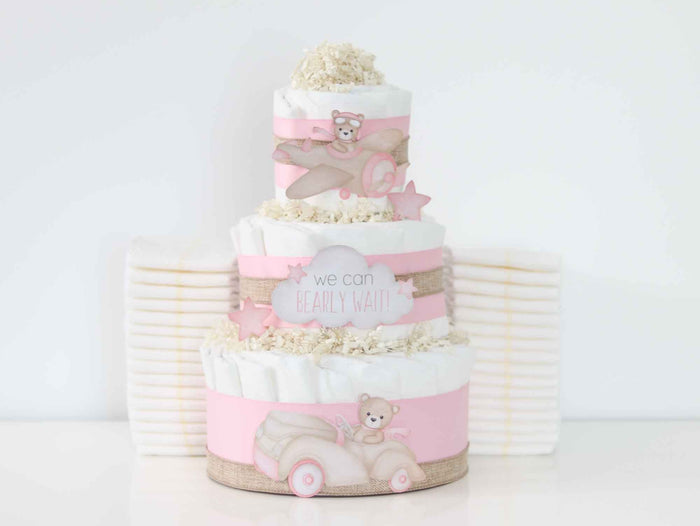 Teddy Bear Diaper Cake Collection - Pink - Lil Cactus