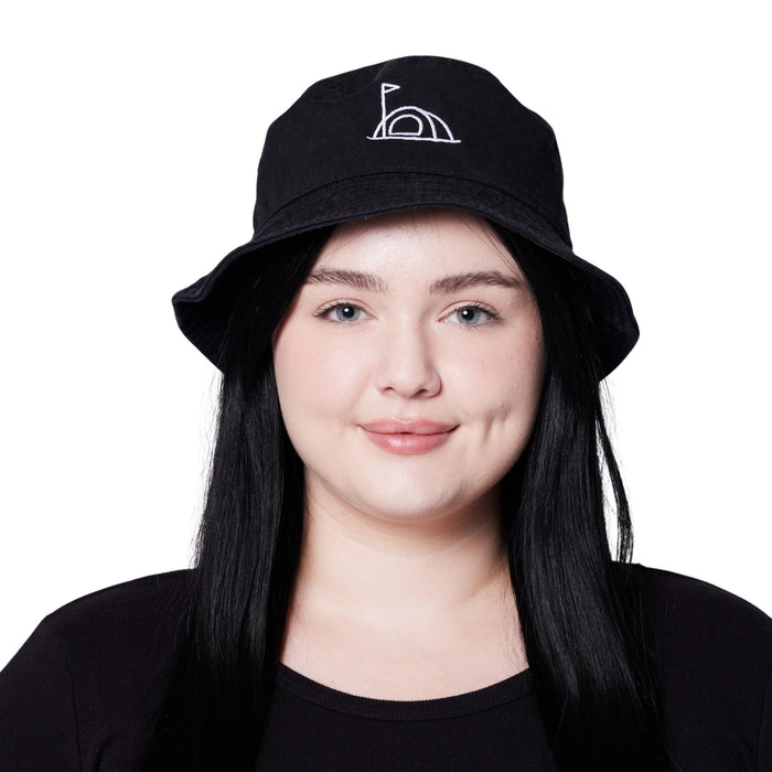 A classic bucket hat with tent embroidery