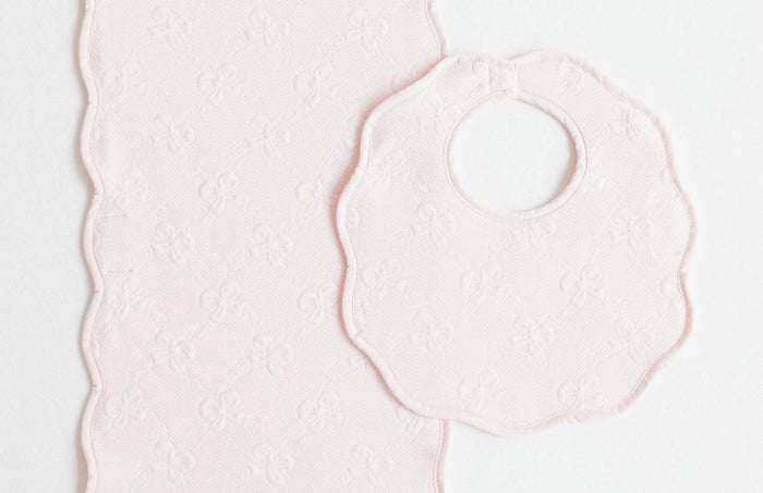 Terry Scallop Baby Bib + Burp Cloth Monogram Set