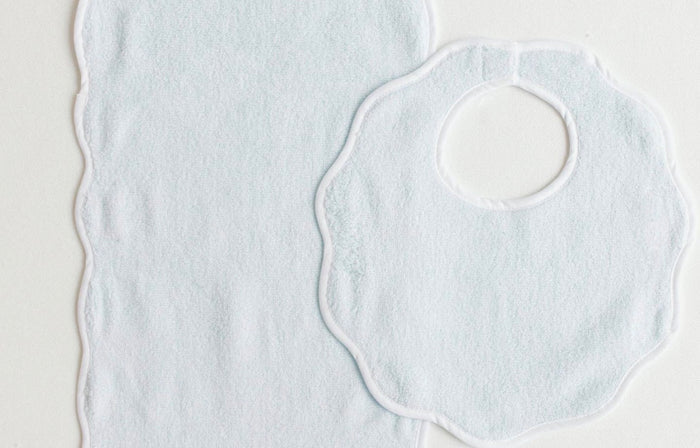Terry Scallop Baby Bib + Burp Cloth Monogram Set