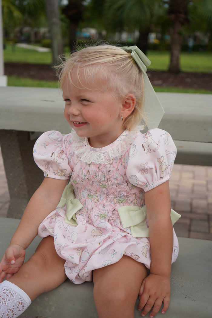Thank Heaven for Little Girls Handsmocked Romper