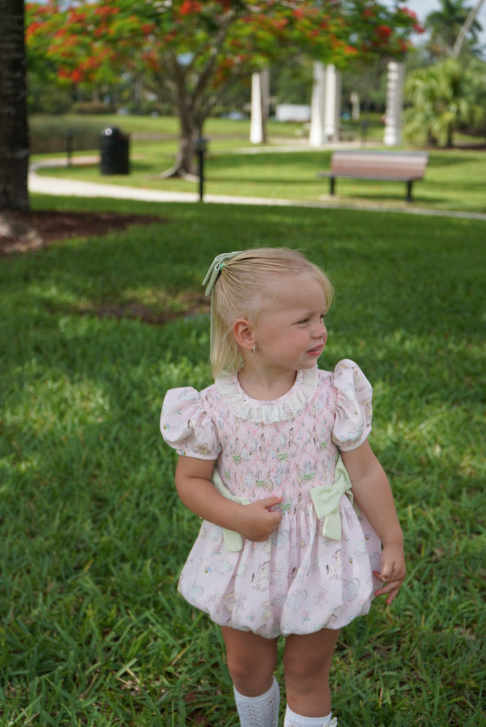 Thank Heaven for Little Girls Handsmocked Romper