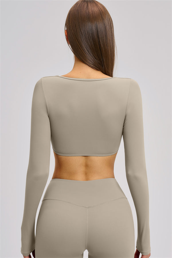 The Zestful Long Sleeve Crop Top Shorts 2-Piece Set
