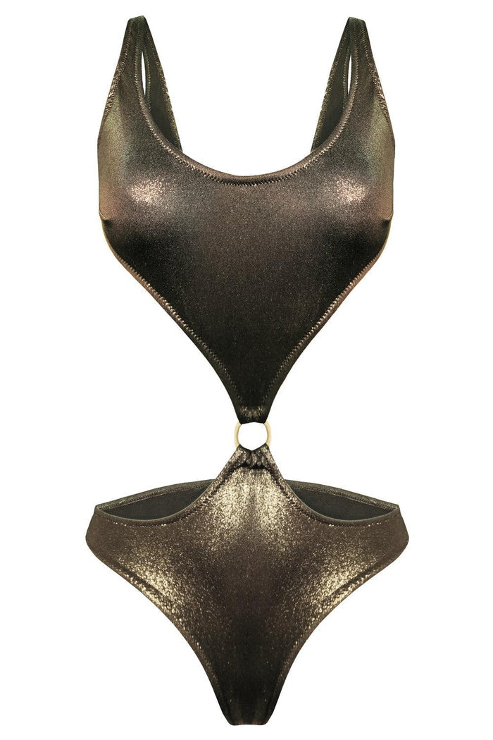 Titaniya Gold Black tank swimsuit - One Piece swimsuit by yesUndress. Shop on yesUndress