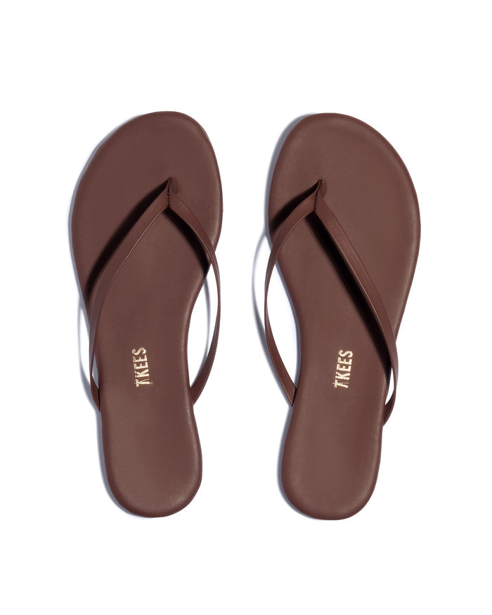 Top view of the TKEES Foundations Matte Sandals in cappuccino.