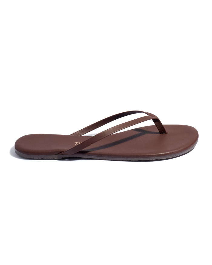 Side view of the TKEES Foundations Matte Sandals in cappuccino.
