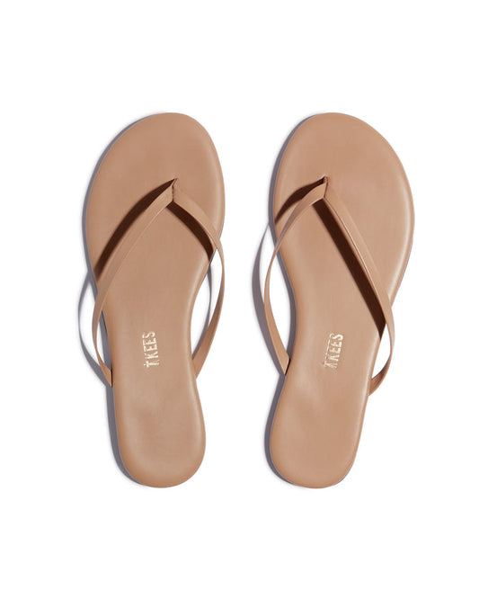 Top view of the TKEES Foundations Matte Sandals in cocobutter.