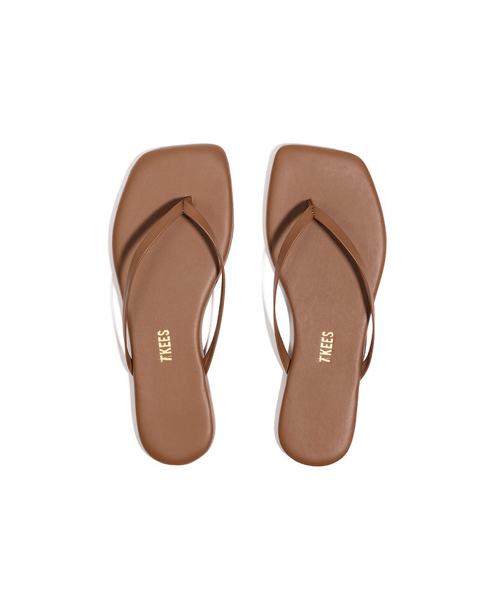 Top view of the TKEES Square Toe Lily Sandals in ganache.
