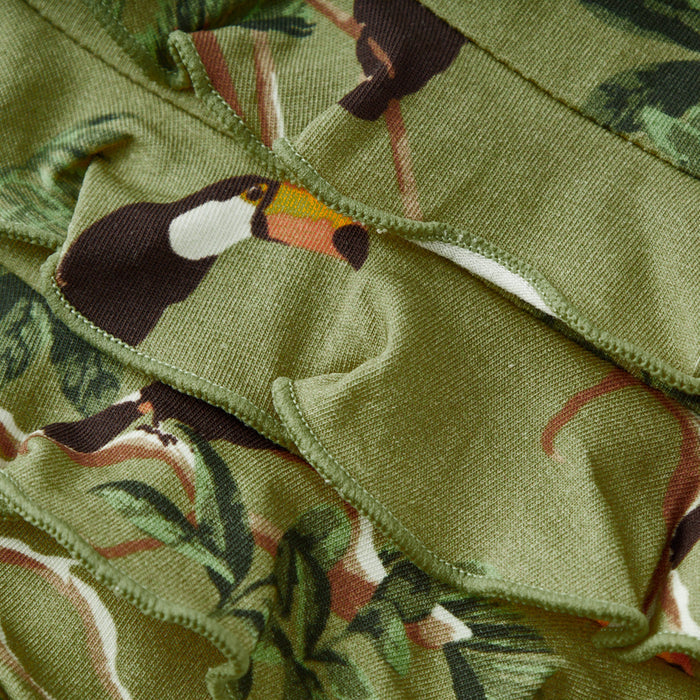 Toucan Cotton Stretch Ruffle Footed Romper - Babies in Bloom