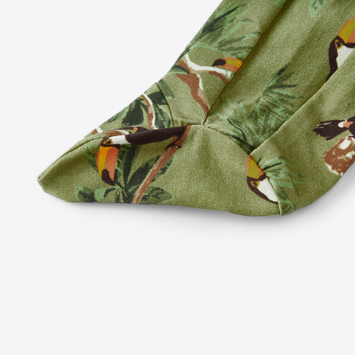 Toucan Cotton Stretch Ruffle Footed Romper - Babies in Bloom