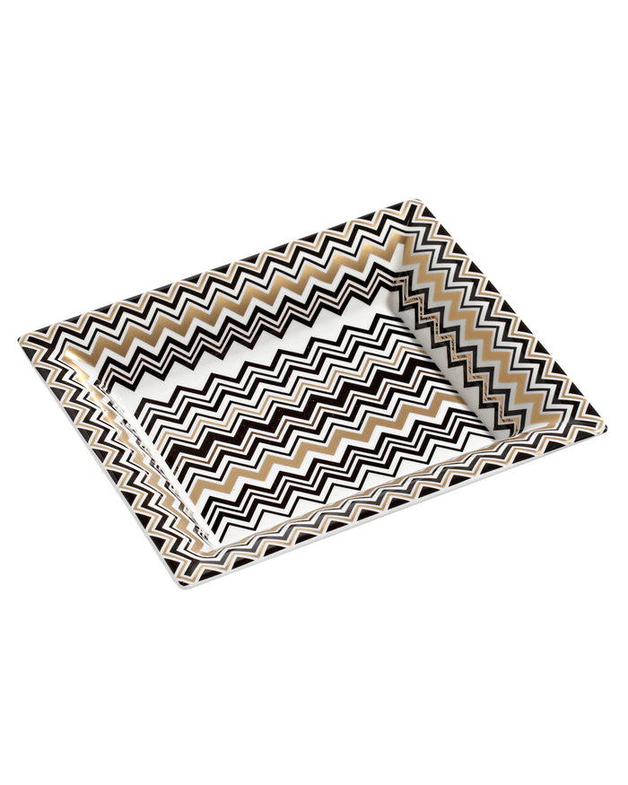 Tray ZIG ZAG Rectangular Large in Luxury Box Gold 8.5" x 6.75"