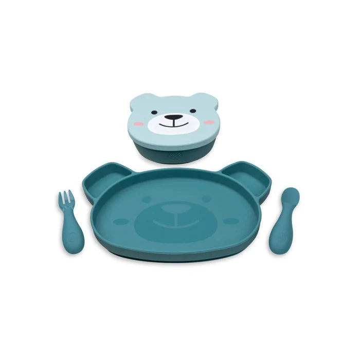 TUM TUM Silicone Weaning Bowl & Spoon Set Boris Bear - Blue - ebebek - Black Friday