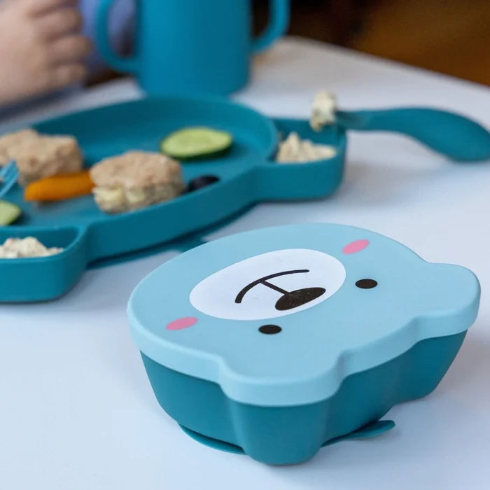 TUM TUM Silicone Weaning Bowl & Spoon Set Boris Bear - Blue - ebebek - Black Friday