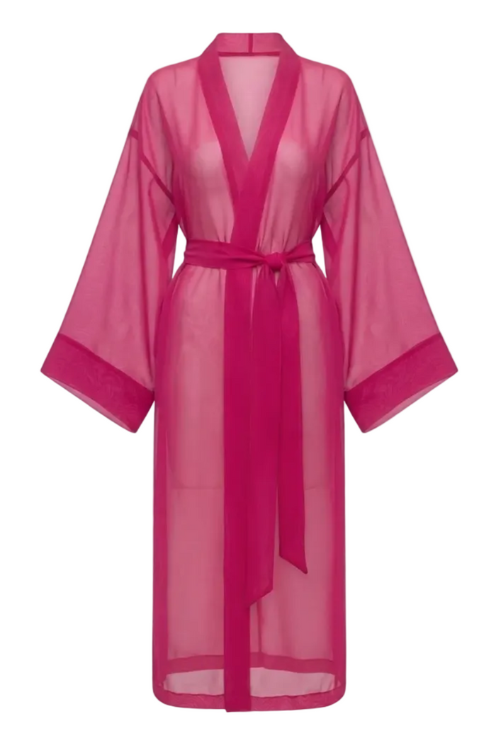 Usumi fuchsia chiffon kimono robe