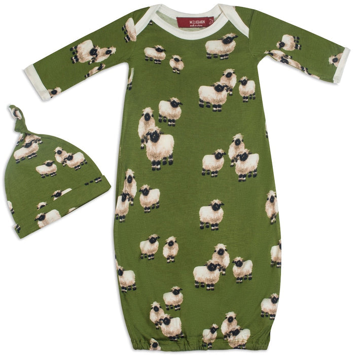 Valais Sheep Bamboo Newborn Gown & Hat Set