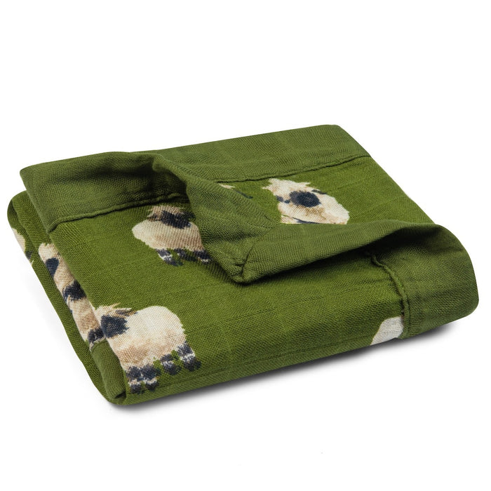 Valais Sheep Mini Lovey Two-Layer Muslin Security Blanket - Babies in Bloom