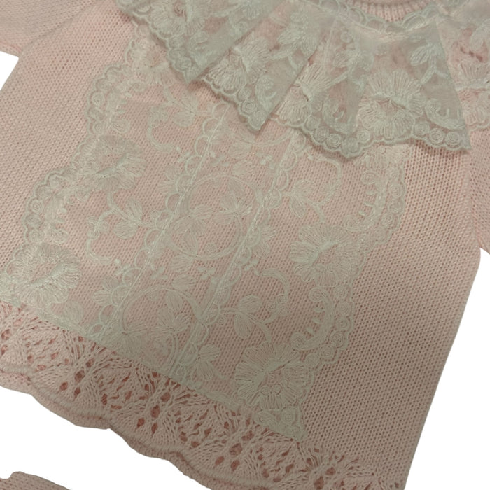 Valeria Light Pink/White 3-Piece Knitted Set