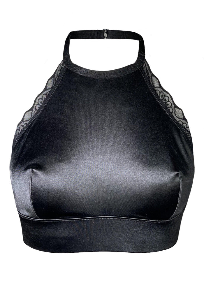 Valessa Gloss Black halter bra - yesUndress