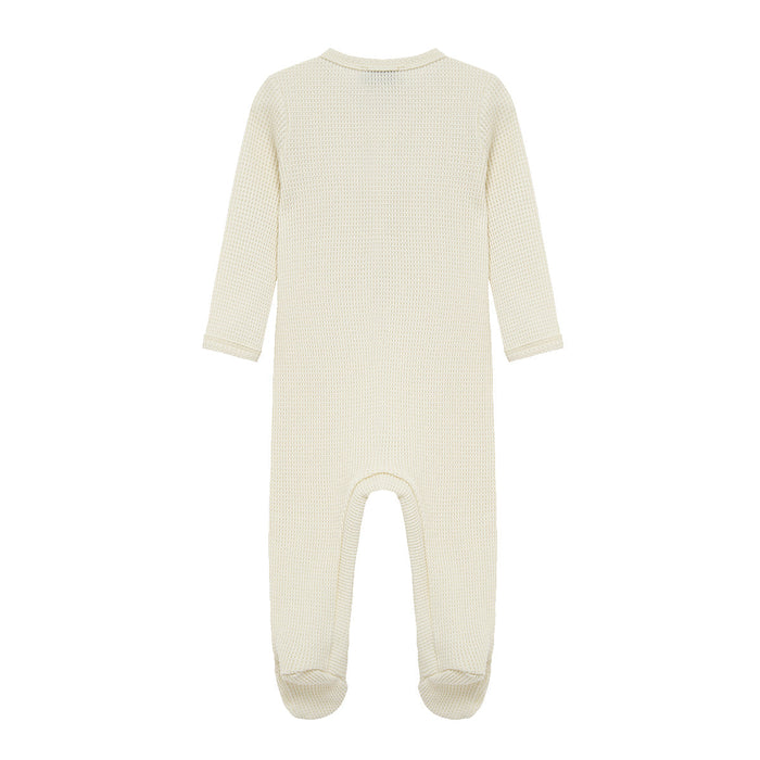 Vanilla Waffle Zipper Footed Romper