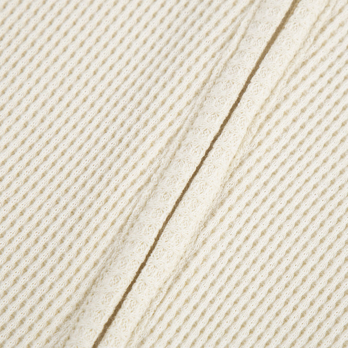 Vanilla Waffle Zipper Footed Romper