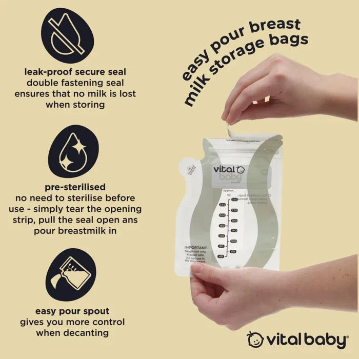 Vital Baby Nurture Easy Pour Breast Milk Storage Bags 30 pcs - ebebek - Black Friday