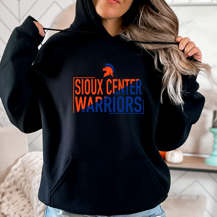 Warrior Slant Black Gildan Hooded Sweatshirt