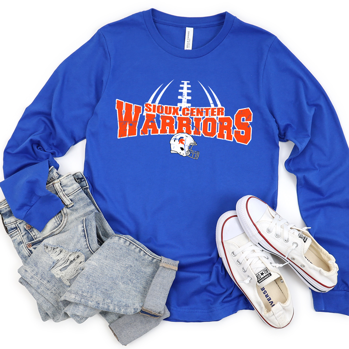 Warriors Football Helmet Long Sleeve Tee