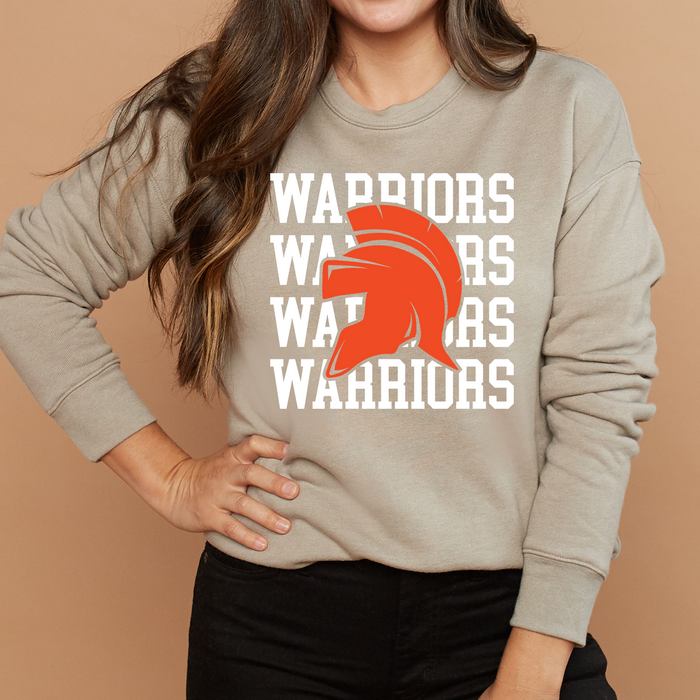 Warriors Helmet Stacked Heather Stone Sweatshirt
