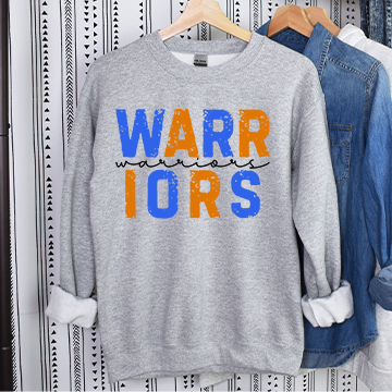 WARRIORS SPLIT -  TEES AND SWEATSHIRTS - YOUTH AND ADULT - GRAY