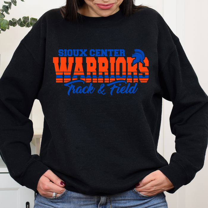 WARRIORS TRACK AND FIELD GILDAN BLACK CREW SWEATSHIRT