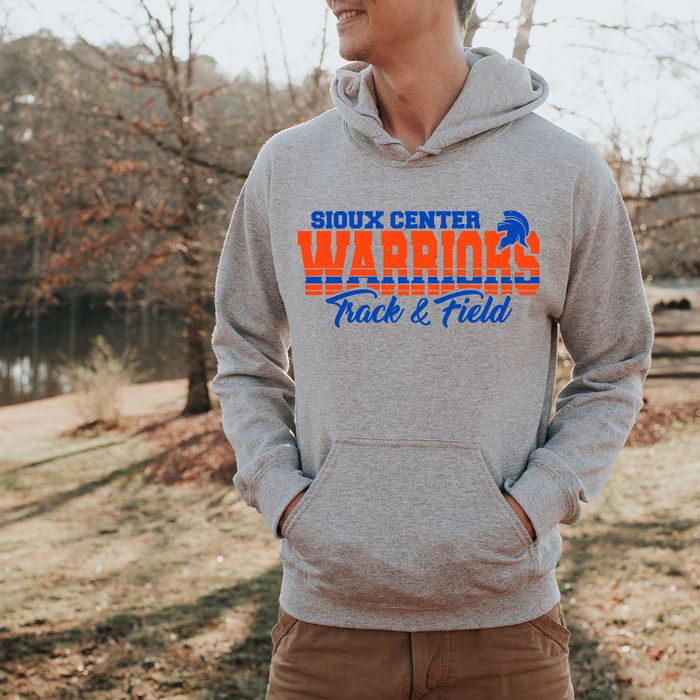 WARRIORS TRACK AND FIELD GRAY GILDAN HOODIE