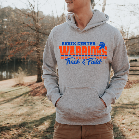 WARRIORS TRACK AND FIELD GRAY GILDAN HOODIE