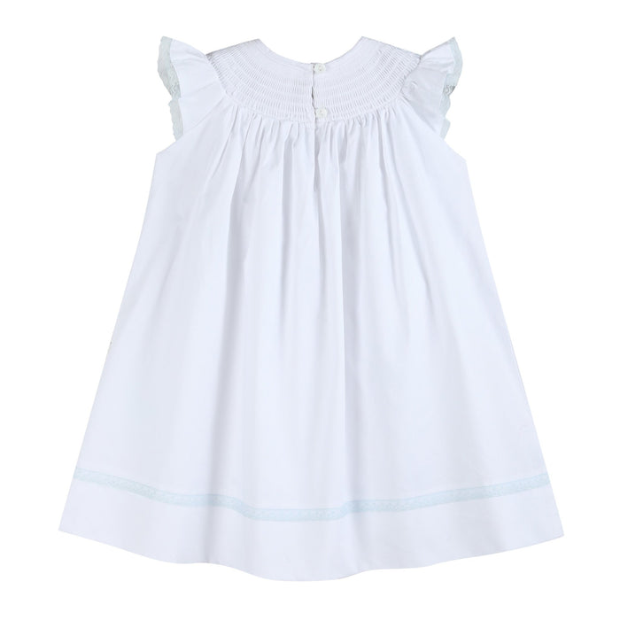 White and Blue Holy Smocked Bishop Dress - Lil Cactus