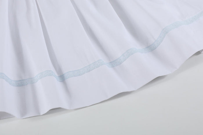 White and Blue Holy Smocked Bishop Dress - Lil Cactus