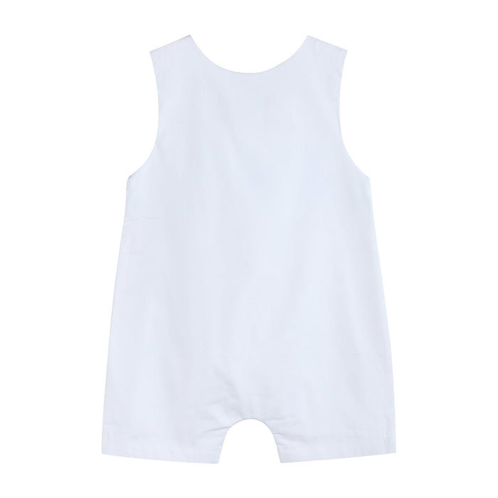 White and Blue Holy Smocked Overalls - Lil Cactus
