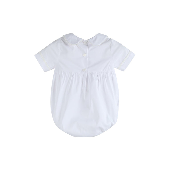 White Collared Button Romper with Bonnet - Lil Cactus