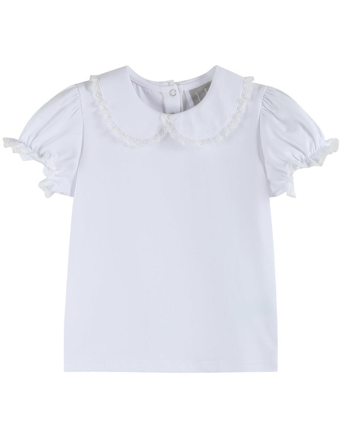 White Collared Lace Sleeve Shirt - Lil Cactus