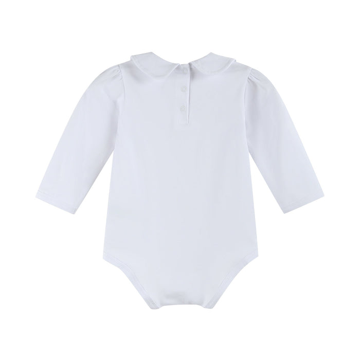 White Collared Unisex Long Sleeve Bodysuit Romper - Lil Cactus